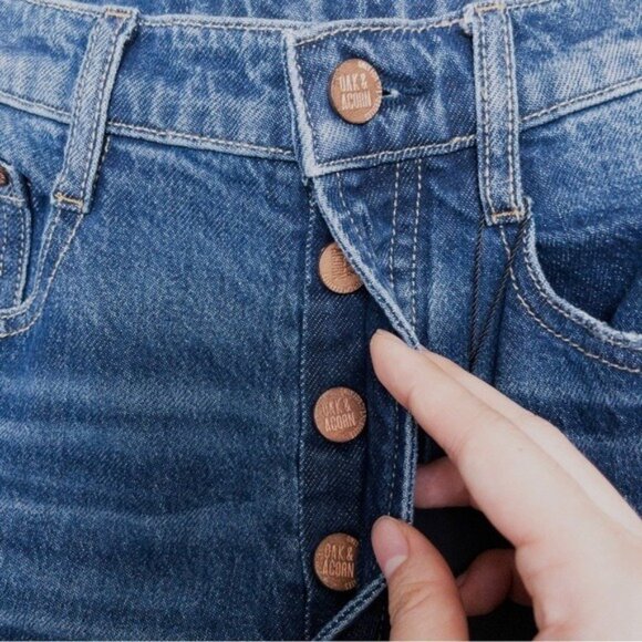 NWT Oak & Acorn Ninety Three Patch Mid Loose Jean 27 Dark Straight High Waisted - Picture 6 of 12